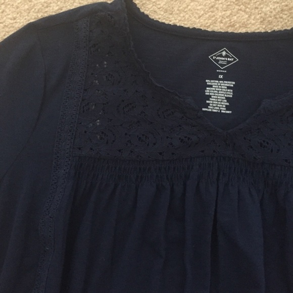St. John’s bay blue 3/4 sleeve with lace detail size 1X NWT - Picture 2 of 7